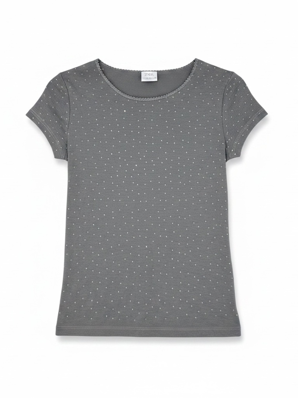 Zara Teen All-Over Rhinestone Sparkle Tee Grey Size13-14 Coquette Aesthetic